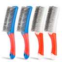 4 Pack Wire Brush for Rust Removal & Paint Removal, Heavy Duty Stainless Steel Wire Brushes for Cleaning, Metal Wire Brush with Rubber Handle