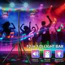 DJ Light T-Bar Extension Cross Bar, 39.3 Inch 12 in 1 Rechargeable DJ Lighting for Par Can Strobe Light, for Stages, Banquet, Party, Suitable for 35mm Diameter Pole (Stand Not Include)