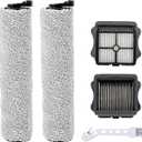 iFloor 3 HEPA Filter and Roller Brush Replacement for Tineco iFloor 3 and Floor One S3 Cordless Wet Dry Vacuum Cleaner, 2 Brush Rollers & 2 HEPA Filters, white