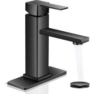 Black Bathroom Faucet YXOCVIR Single Hole with Pop-Up Bathroom Drain Single Handle Bathroom Faucet Suitable for Vanity Sinks, RV, Farmhouses, Suitable for 1 or 3-Hole Installation