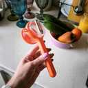 Orange Vegetable Peeler with Catcher, Double-Sided Stainless Steel Fruit Peeler, Citrus Carrot Potato Peeler Kitchen Essentials for Home 2 Pcs