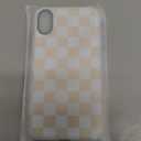 Jusy Compatible with MagSafe Checkerboard Phone Case for iPhone XR, Cute Aesthetic Checkered Magnetic Soft TPU and Hard PC Protective Phone Cover for Women Girls (Matte） Beige