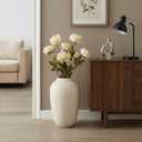 White Floor Vase, Large 20 Inch Tall Decorative Vase for Pampas Grass, Farmhouse Flower Vases, Rustic Vases Minimalist Home Decor for Living Room, Entry Way, Table, Weddings