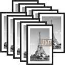 upsimples 11x17 Picture Frame Set of 10, Display Pictures 9x15 with Mat or 11x17 Without, Multi Photo Frames Collage for Wall Display, Black