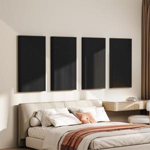 Acoustic Panels Thick Fiberglass Soundproof Wall Panels, Upgraded Decorative Sound Dampening Panels(Full Self-Adhesive), Sound Noise Cencelling Panels (Black, 24x12x2''-4 Pack)