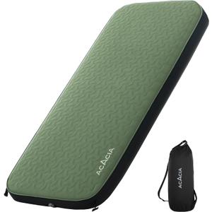 ACACIA 4.3" Thick Self Inflating Sleeping Pad with Foam | Innovative Y-Shaped Telescopic Structure | Ultraportable Camping Mattress | Outdoor Compact Air Mat for Tent Car | (Single, Green)