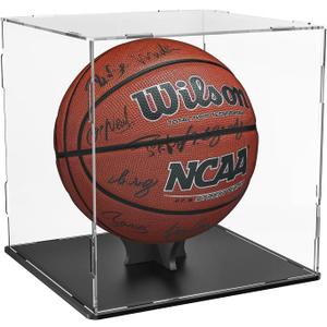 Basketball Display Case Stand, Clear Acrylic Display Case for Action Figures Toys Collectibles, Soccer Ball, Need self-Assembly (9.8x9.8x11inch; 25x25x28cm)