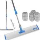 Microfiber Wet Mops 24 in Heavy Duty Flat Floor Mop Adjustable Handle with 4 Washable Mop Clothes