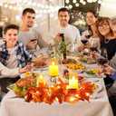 Fall Candle Holder Fall Table Centerpiece with Lights Thanksgiving Table Decor with Pumpkins Berries Maple Leaves Autumn Harvest Decoration with 3 Candle Holders for Dining Table Fireplace Home Decor