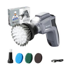 MR.SIGA Electric Spin Scrubber for Kitchen and Bathroom Cleaning, Waterproof Rechargeable Cordless Spin Scrubber with 5 Replaceable Cleaning Brushes and Pads
