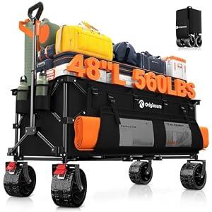 Originsure 300L Collapsible Beach Wagon Cart with Big Wheels, 560lbs, Black