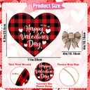 VABAMNA Valentines Day Decorations Door Sign - Buffalo Plaid Happy Valentines Day Hanging Wooden Sign for Rustic Farmhouse Valentine Door Wall Home Decorations
