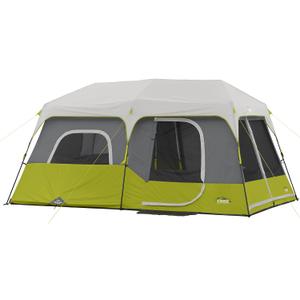 CORE 9 Person Instant Cabin Tent | Large Multi Room Family Pop Up Tent for 2 Minute Camp Setup | Included Storage Pockets for Camping Accessories