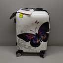 nUSA Butterfly Print Luggage with Spinner Wheels | Durable Lightweight Hardside Suitcase | Travel Bag with Handle and Trolley | 20 Inch Carry-On Spinner Luggage