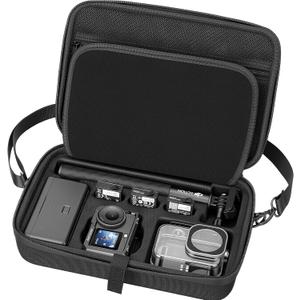 AMAZEAR Carrying Case for DJI Osmo Action 6 Accessories, Compact Hard Shell Carry Bag with Shoulder Strap, Portable Camera Case for Travel, Organization, Storage, Protection, Black