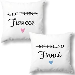 Couple Fiance Fiancee Valentines Decorative Throw Pillow Covers Set of 2, His and Hers Engagement Gifts for Wedding Bride Anniversary, Rustic Heart Pillow Decor for Couch Bedroom 18x18in