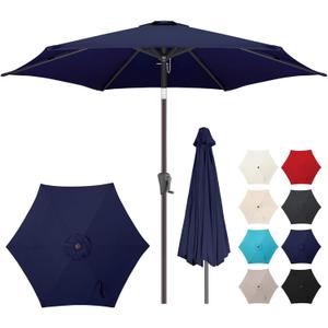 7.5ft Outdoor Patio Umbrella - Table Umbrella Waterprool UV Protection, Sombrillas de Patio with Push Button Tilt, Sun Umbrella for Pool, Porch, Garden, Deck, Backyard (Navy Blue)