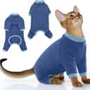 PUMYPOREITY Cat Hair Sticky Shirt  Breathable & Lightweight, Reduces Shedding Fur Pajamas, Prevents Licking Wounds After Surgery, Blue, L