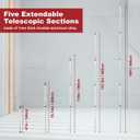 16 FT Sided Aluminum Grade Rod, 5 Sections Telescopic Measuring Rod, Double-Sided Scale Grade Stick, 10ths Grade Rod Telescopic Rectangular Leveling Rod with Bubble Level and Lock Button