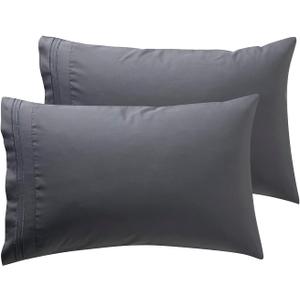 Nestl Grey Pillow Cases - Soft Queen Size Set of 2, 1800 Microfiber, Envelope Closure, 20x30 Inches