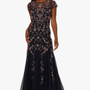 Adrianna Papell Women's Bead Mesh Godet Long Dress 10