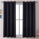 ChrisDowa Grommet Blackout Curtains for Bedroom and Living Room - 2 Panels Set Thermal Insulated Room Darkening Curtains (Black, 52 x 63 Inch)