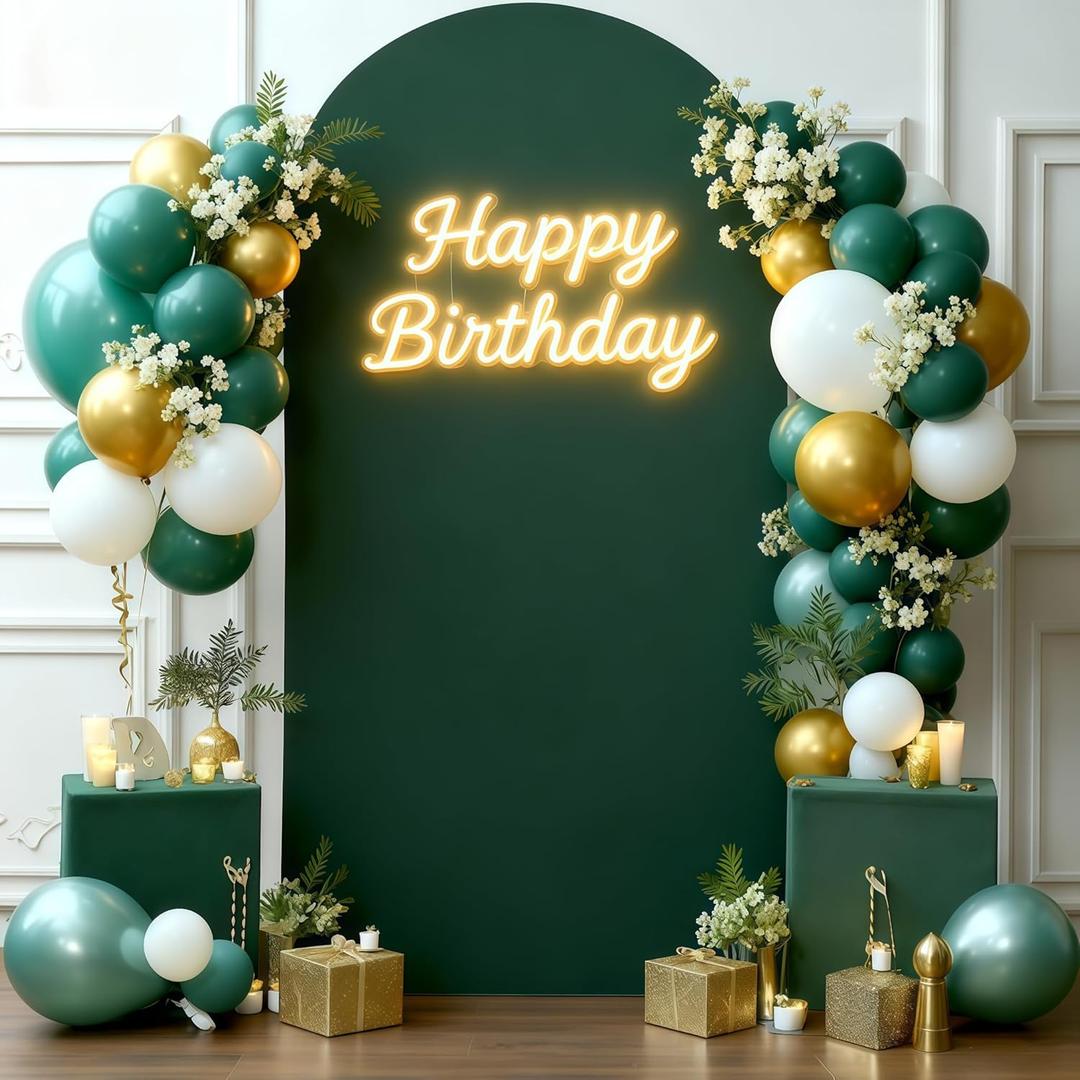 7.2FT Hunter Green Arch Cover - Polyester Fitted Wedding Arch Stand Covers Round Top Chiara Arch Backdrop Cover for Birthday Party Banquet Photo Background Decoration