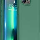 Miracase Designed for iPhone 13 Pro Max Case with Screen Protector,[Soft Anti-Scratch Microfiber Lining],Shockproof Liquid Silicone Rubber Phone Case Cover 6.7 inch, Acacia Green