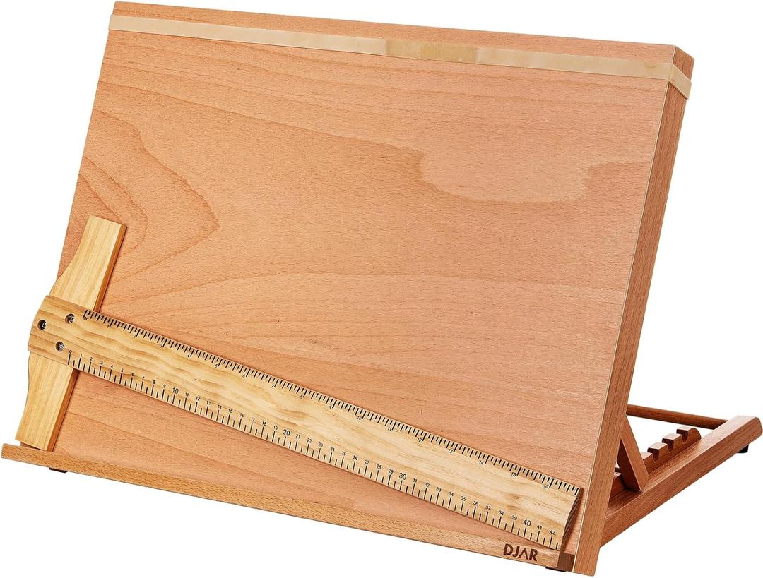 DJAR 5-Position Drawing Sketching Board, Adjustable Portable Drafting Table Easel, Beechwood, Natural, A2