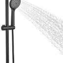 Adjustable Shower Slide Bar with 5-Function Handheld Shower Head, Stainless Steel Grab Slide Bar Combo with Extra Hose (Matte Black)