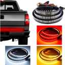 2 x 59" LED Tailgate Light Bar, IP67 Triple Row LED Tail Strip, Amber Turning Signals Lights Red Brake Running White Reverse Lights with Connector Wire, Rear Light Bar for Pickup Trailer SUV RV Van