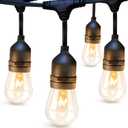 addlon 48 FT Outdoor String Lights Commercial Grade Weatherproof Strand, 18 Edison Vintage Bulbs, 15 Hanging Sockets (3 Spare Bulbs), ETL Listed Heavy-Duty Decorative Christmas Lights for Patio Garden (Black)