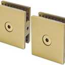 Bathlink Brushed Gold Glass Clamp for Bathroom, 2PCS Shower Glass Clamp for 1/4" to 1/2"(6-12mm) Tempered Glass, U-Clamp for Shower Door