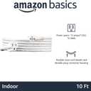 Amazon Basics Extension Cord, 10 Ft, 3-Prong Outlet Extender, Indoor Use, 13 Amps, 125V, White