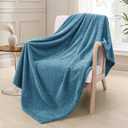 Exclusivo Mezcla Fleece Throw Blanket Extra Large, Super Soft and Warm Blankets for Couch, Sofa and Bed Waffle Textured, Cozy, Fuzzy and Lightweight (Slate Blue, 50x70 Inches)