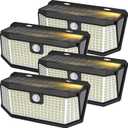 Aootek Solar Outdoor Motion Sensor Lights 2500Lm Solar Panel to 15.3 in and 3 Modes(Security/Permanent On All Night/Smart Brightness Control) with IP65 Waterproof with Wide Angle(4pack)