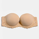 Strapless Clear Back Strap Convertible Bra with Lace Padded Underwired Plus Size Brassiere 42 D
