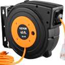 VEVOR Retractable Extension Cord Reel, 45 FT, Heavy Duty 12AWG/3C SJTOW Power Cord, with Lighted Triple Tap Outlet, 15 Amp Circuit Breaker, 180 Swivel Bracket for Ceiling or Wall Mount