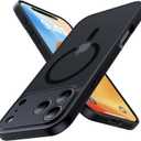 4 x Magnetic Shockproof for iPhone 17 Pro Max Case,Upgrade[Camera Protection][Compatible with Magsafe][Non-Slip][Mil-Grade Protection] Slim Translucent Matte Phone Case for iPhone 17 Pro Max,Black