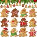 Ferraycle 36 Pcs Gingerbread Christmas Ornaments Christmas Tree Decorations 3 Inch Decorations Wooden Hanging Ornaments for Xmas Tree Home Kitchen Holiday Party Decor(Classic Style,Red)