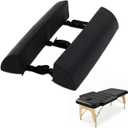 AceOrbit Massage Table Arm Rest Bolster Pillow Set Adjustable PU Leather Side Arm Extensions with Secure Straps for Massage Table (Black), 26" x 10" x 10"