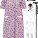 Z-Shop Old Lady Costume for Women 100 Days of School Halloween 100th Day Dress up, LXL