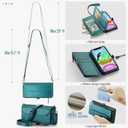 Wallet Case Compatible with iPhone 11 RFID Blocking 7-Card Holder Soft PU Leather Magnetic Snap Shoulder Strap Zipper Pocket Phone Case Fit for iPhone 11 for Women 6.1" - Blue Green