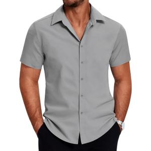 COOFANDY Mens Dress Shirts Short Sleeve Lightweight Wrinkle Free Untucked Button Down Shirt (X-Large)