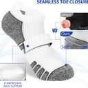 Women's Ankle Athletic Moisture Wicking Socks Running Short Thick Breathable Cushioned Low Cut Tab Sports Socks 6 Pairs (White, S)