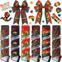 6 Rolls 30 Yards Black History Month Ribbons Wired Wrapping Crafts Buffalo Plaid African American Edge Ribbon Decorations Black History Celebration Decor for Craft Bow Gifts Making