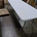 HAISIWLKJ Folding Table 8 FT Camping Table Portable White Heavy Duty Plastic Rectangular Outdoor Dining Table Steel Legs Fold-in-Half with Carrying Handle for Indoor,Picnic,Party,Wedding,Events