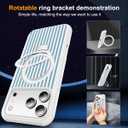 Striped Case for iPhone 17 Pro Max with Stand,6.9" T-Blue