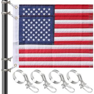 Boat Flag 2 Pack, American Flag for Boat 12 x 18 inches, US Universal Marine Boat Flag with 4 Stainless Steel Clamps, Double Side Nylon Outdoor Banner for Marine, Boat