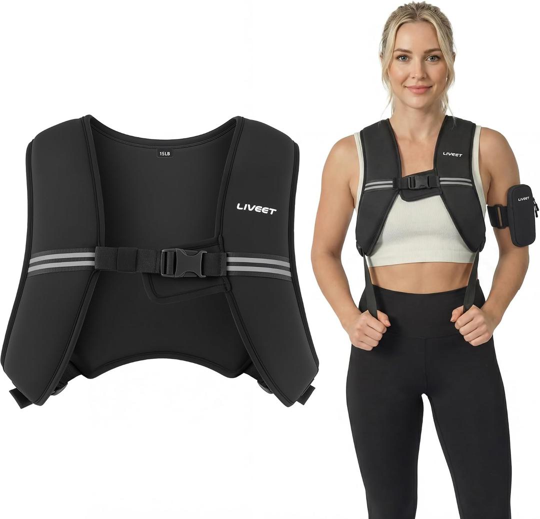 Weighted Vest for Women Men, Soft Iron, Reflective Strips, 15 LB